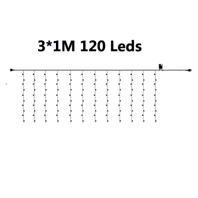 3x1M 120Led Сказочное окно сосулька занавес настенный фон 3*3 м 3*2 м 4x0,6 м водонепроницаемый мерцающий звезда шарик Праздник Свадьба Рождество украшение для дома, сада - Испускаемый цвет: 3x1M 120Led