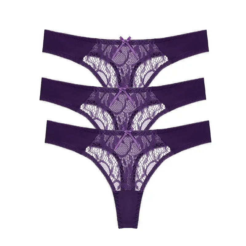 Julexy, сексуальное кружевное нижнее белье, женское белье, размеры s, m, l, xl, стринги, прозрачные трусики, открытые трусики для женщин, одноцветные - Цвет: Фиолетовый
