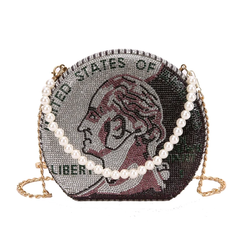 

Dollar Bill Shoulder Bag Rhinestone Money Clutch Purse Cash Wedding Dinner Handbag Crossbody Wallet