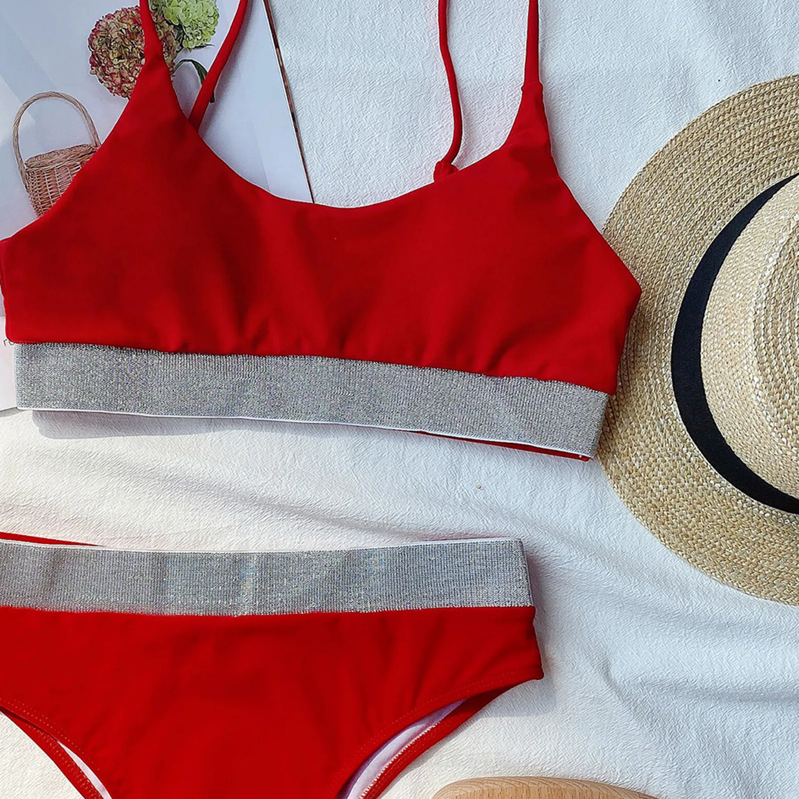 

Women's Swimsuit New US Sequins Bikini Set Push Up Padded Swimwear Swimsuit Bathing Flicker edge Beachwear corresponds size