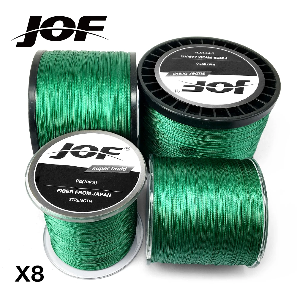 JOF плетеная леска 8 нитей зеленая 100 м 300 500 1000 шнур linha multifilamento