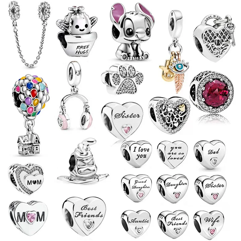 

Crystal Love Letter Family Heart Fish Ballon Beads Fit Original Pandora Charms Dangle Pendant DIY Bracelet Women Jewelry