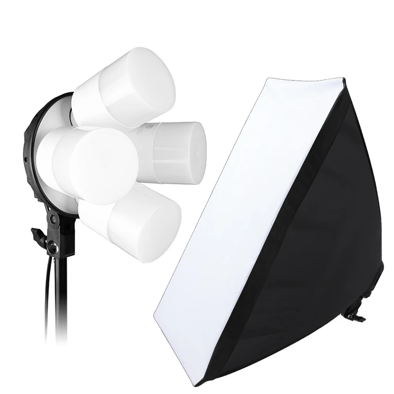 

Софтбокс для фотосъемки 50x70 см, комплект с четырьмя лампами, с держателем основания E27, аксессуары для фотоаппаратов, для студийной видеосъе...