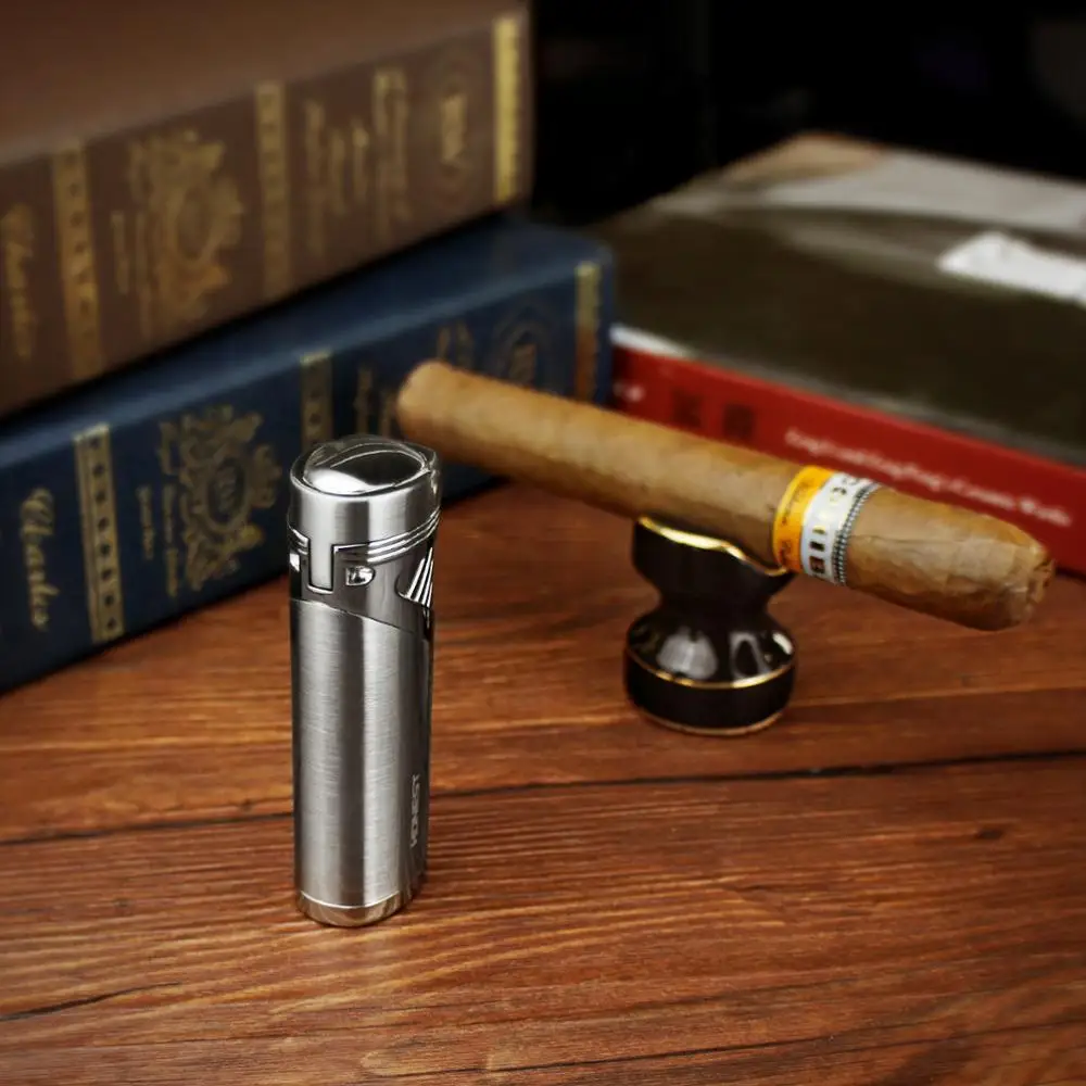 Металлическая зажигалка для сигар HONEST 4 Jet Бутановая зафонарь Галка