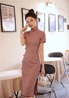 2021 summer new womens wear medium length chinese style cheongsam high waist casual elegant sexy party dress 2020
