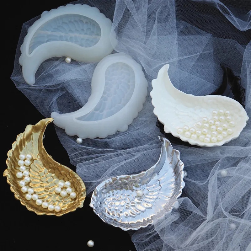 

1Pair Wing Storage Tray Plate Silicone Mold Pendants Jewelry Dish Making UV Resin Mold Jewelry Silicone Mold For Resin