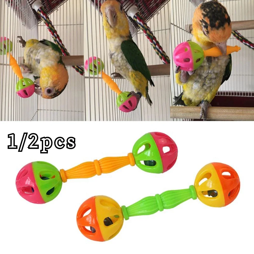 

1/2PCS Parrot Toy Creative Rattle Bite Resistant Bird Bite Toy Parrot Chewing Toy Parrot Training Toy Double-head Bell Ball Toy