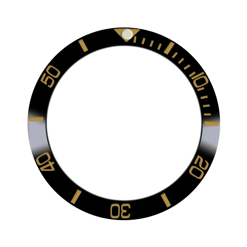 

Watch 38mm black yellow ceramic bezel replacement parts, suitable for high quality wheels of 40mm automatic watch 02