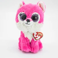 15cm ty soft toy big eyes sierra the pink embroidery wolf cute animal doll birthday gift stuffed plush desktop ornaments