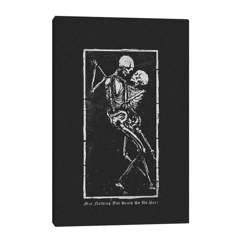 

Black Horror Human bones Skull dancing Home living Room Bedroom Decor Print Poster Painting Wall Art Framed Wooden Frame Canvas