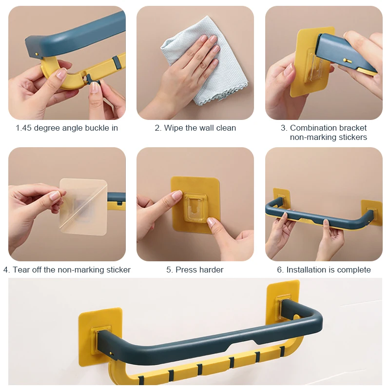 

Self-Adhesive Towel Racks Wall Mounted Towel Hanger Bathroom Towel Bar Shelf Roll Holder Bathroom Organizer Rack