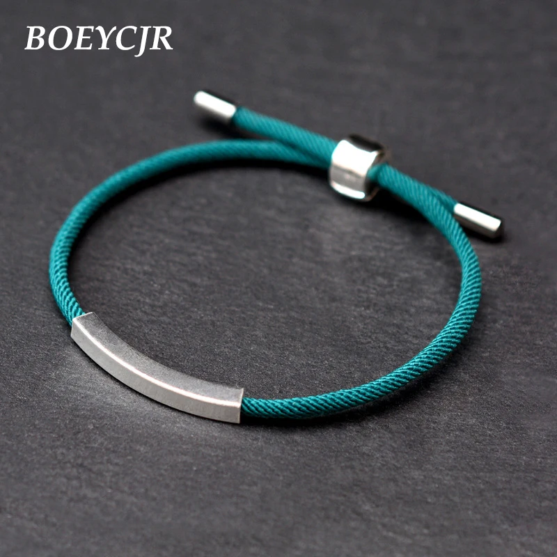 

6 Colors Available Bangles & Bracelets Fashion Jewelry Handmade 925 Silver Bar Braided Rope Bracelet for Men For Women