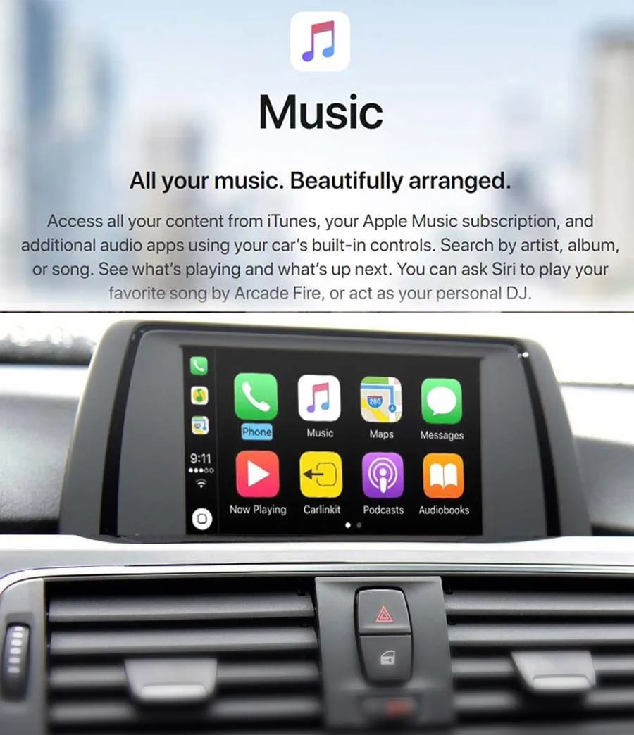 Беспроводной CarPlay/Интерфейс Android модуль для BMW NBT системы с реверсивной камерой