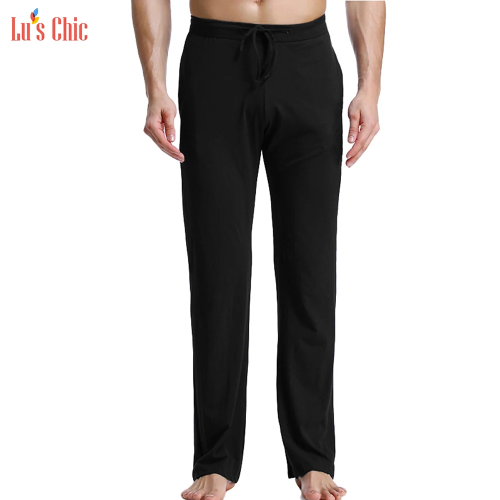Модные тонкие длинные мягкие Пижамные Брюки Lu's Chic с бриллиантами Мужские штаны