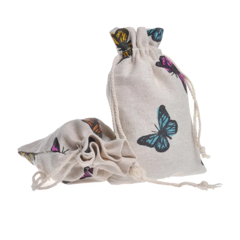 10x14 см с кулиской из джута мешок бабочки красивые Подарочные сумки Ювелирная