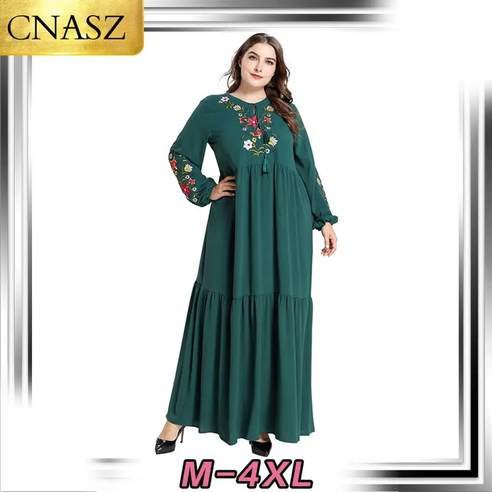 Muslim Dress Fashion Middle East Large Size Women's Dubai Turkey Embroidered Bow Casual Swing Morrocan Arabic Oman Kimono |