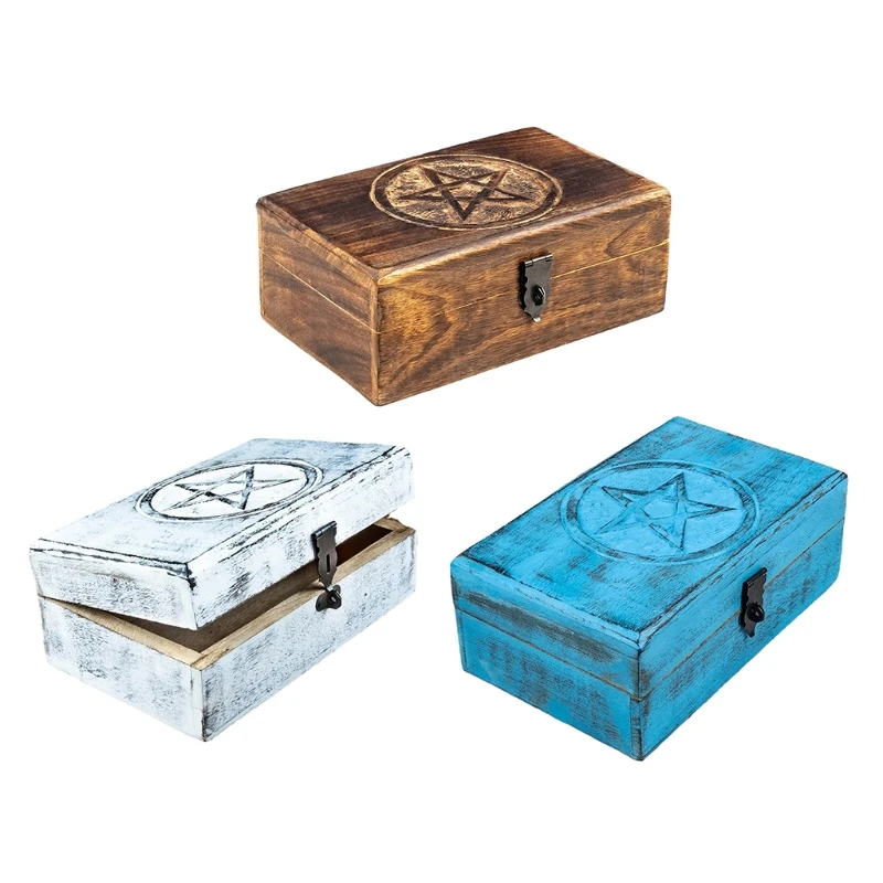 

Wood Star Carved Jewelry Storage Box Organizer Home Decoration Accessories Wedding Birthday Gift for Women