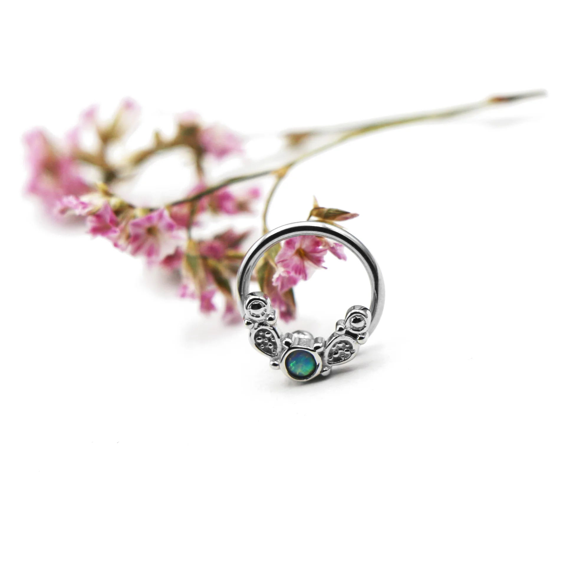 Опаловое кольцо из нержавеющей стали пирсинг для хрящевой части уха 2 5