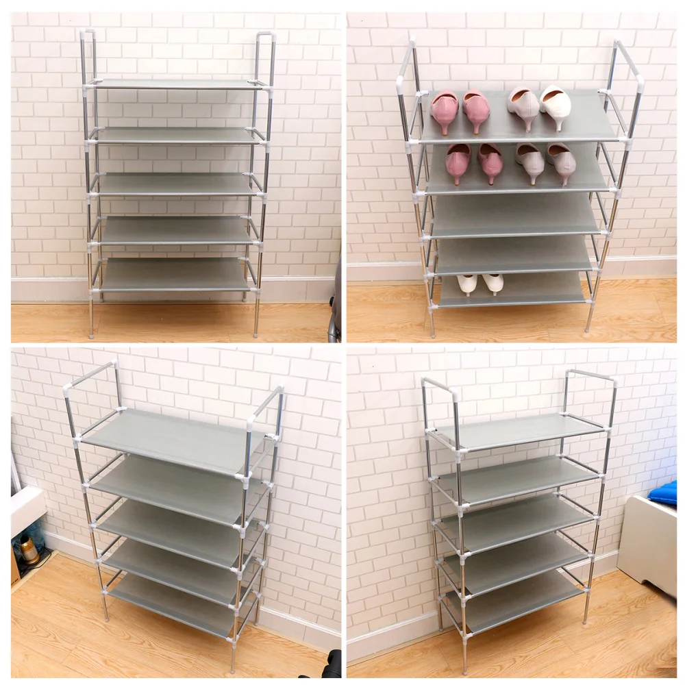 

Household Shoe Cabinet Iron Shoe Rack Metal Multilayer Shoe Shelf Home Organizer Rack ( Six-tier Shoe Shelf with a Handle)