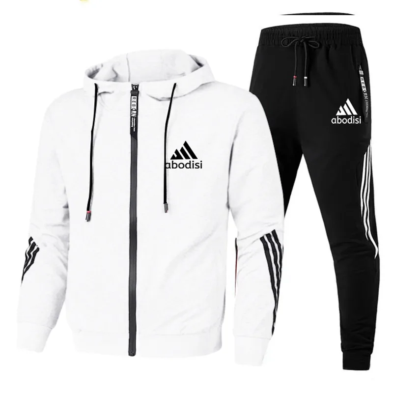 

2020 Casual Tracksuit Men Sets Hoodies And Pants Two Piece Sets Zipper Hooded Sweatshirt Outfit Sportswear Male Suit Clothing