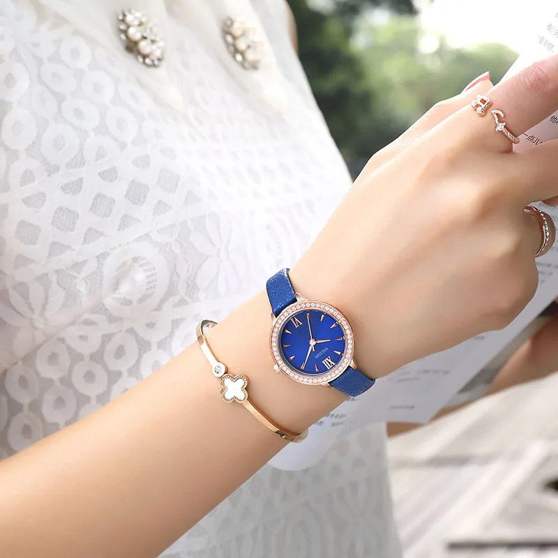 Часы MEGIR женские кварцевые аналоговые модные повседневные Роскошные с кожаным