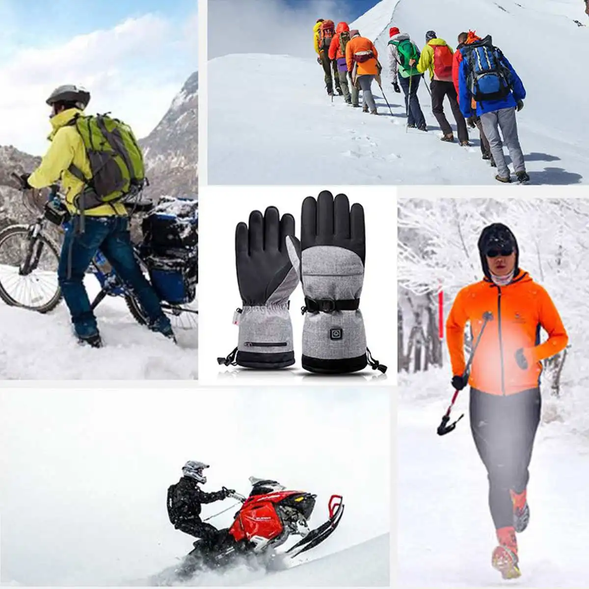 

Motorcycle Electric Heated Gloves Temperature 3 Speed Adjustment USB Hand Warmer Skiing Safety Constant Temperature Warm Gloves