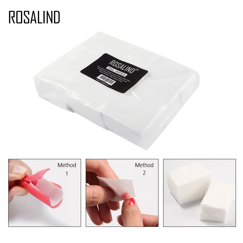 ROSALIND, 900 шт./лот, салфетки для снятия лака для ногтей, хлопок, без ворса, инструмент для маникюра, обезжиривающие салфетки, разгрузка, дизайн ногтей