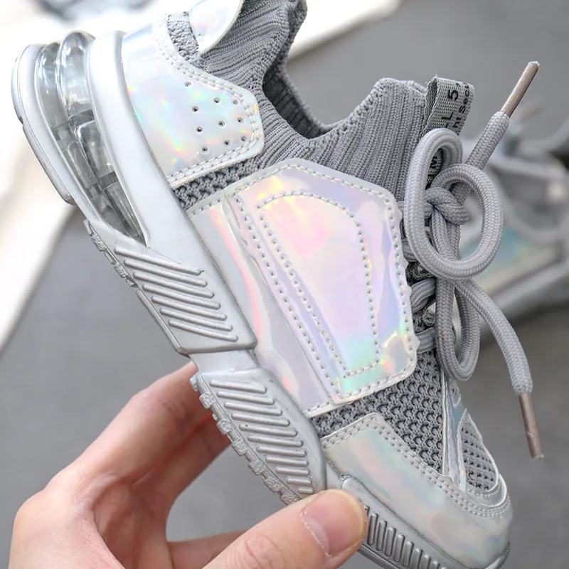 Весенние детские высокие спортивные кроссовки для маленьких девочек сетчатые