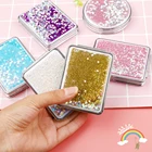 Милый зеркальный кошелек с зыбучим песком для девушек, дорожная сумка, карманное двухстороннее складное зеркало для макияжа для дома и офиса