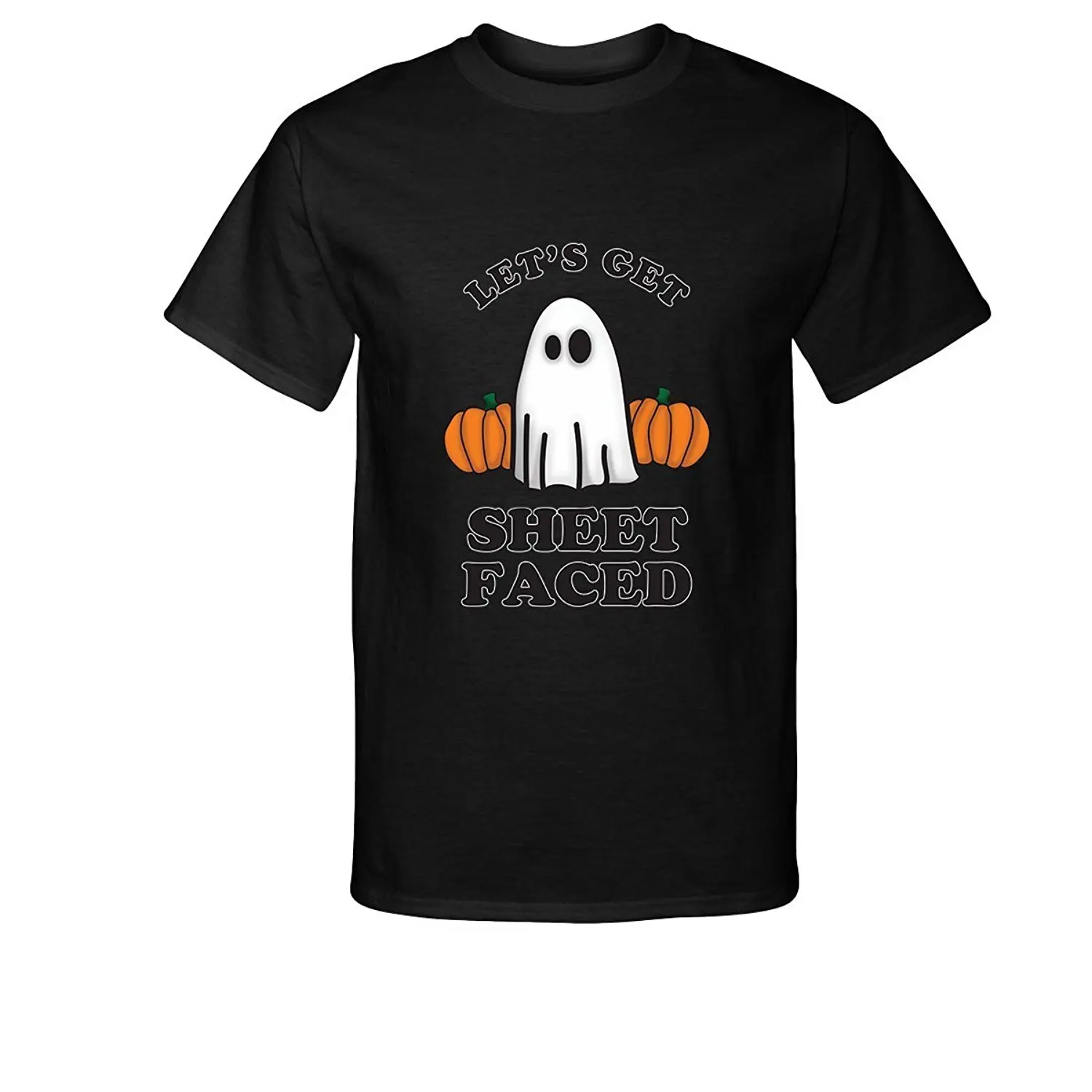 

2019 New Summer Cool Tee Shirt Fashion Lets Get Sheet Faced Halloween Ghost Scared Pumpkin T-Shirt Cotton T-shirt