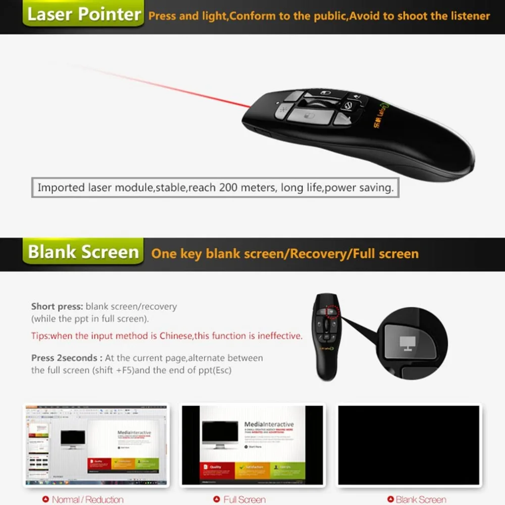 Lefant F8 портативный 2,4 ГГц беспроводной ведущий с красным лазером для PowerPointer Презентация пульт дистанционного управления воздушная Летающая мышь