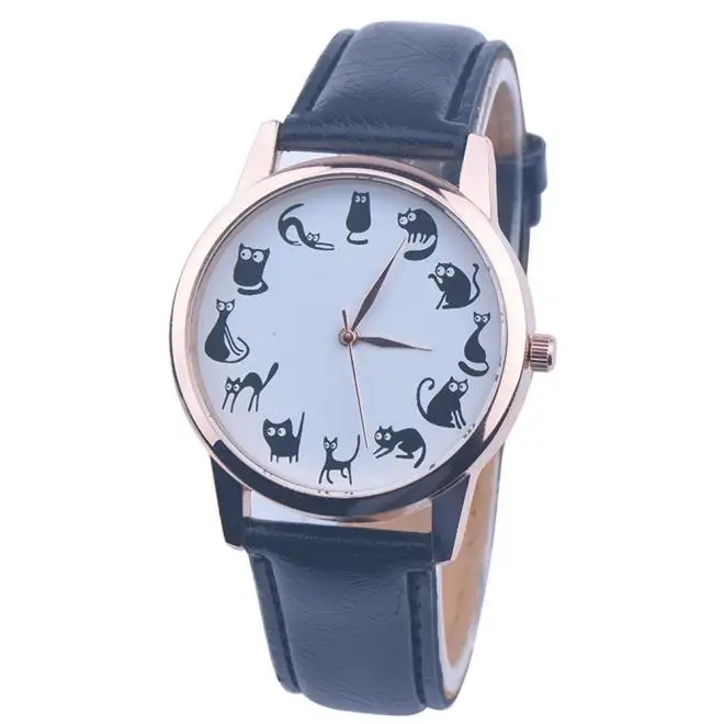 

Cute Kitten Pattern Quartz Watch 2021 Latest Leather Strap Wristwatch Ladies Watch Montre Femme Relogio Feminino Drop Shipping