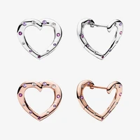 authentic s925 sterling silver heart shaped cz earrings womens fashion silver earrings jewelry gifts