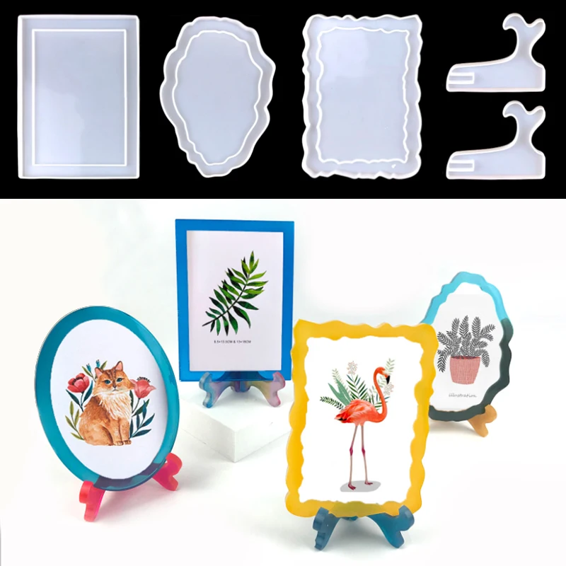 

4 Styles Photo Frame Epoxy Resin Mold DIY Oval Square Frame Frame Resin Mold Silicone Desktop Ornaments and Decorative Crafts