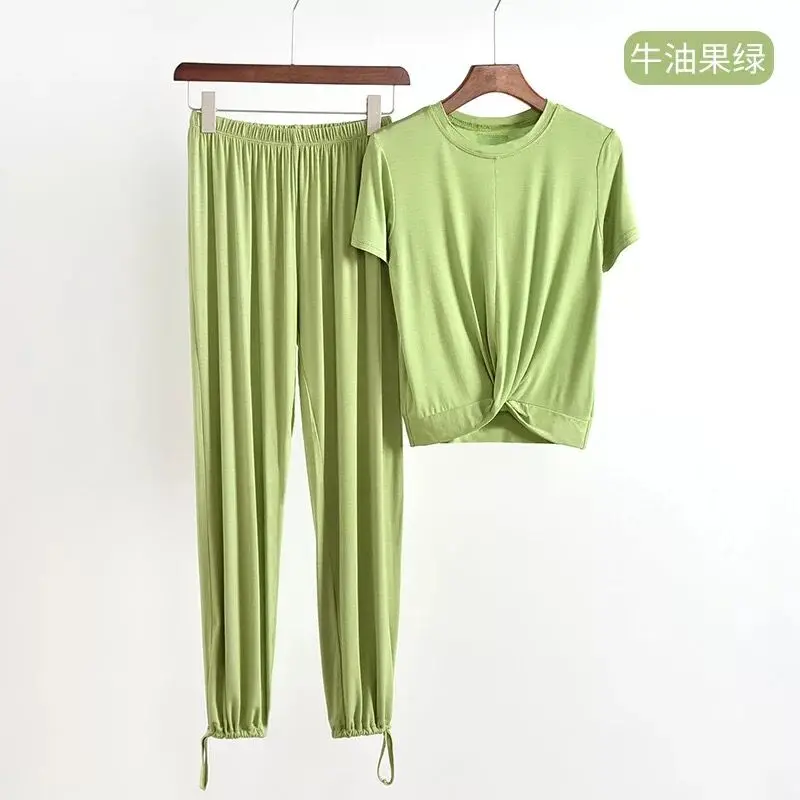 Пижама из модала для женщин одежда сна летние свободные штаны пижама однотонная