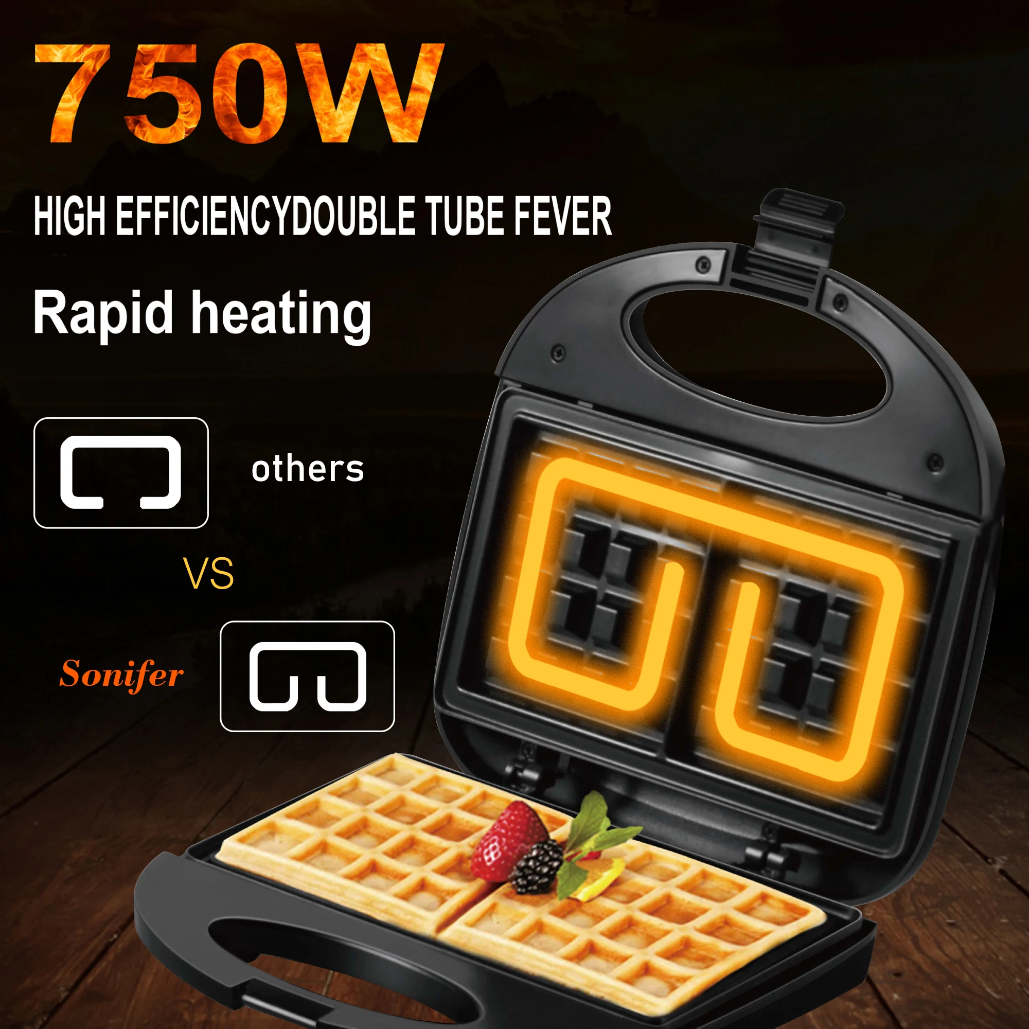 750W Electric Waffle Maker Bubble Egg Cake Oven Cooking Kitchen Appliances Breakfast Machine Waffles Pot Iron Baking Pan Sonifer | Бытовая