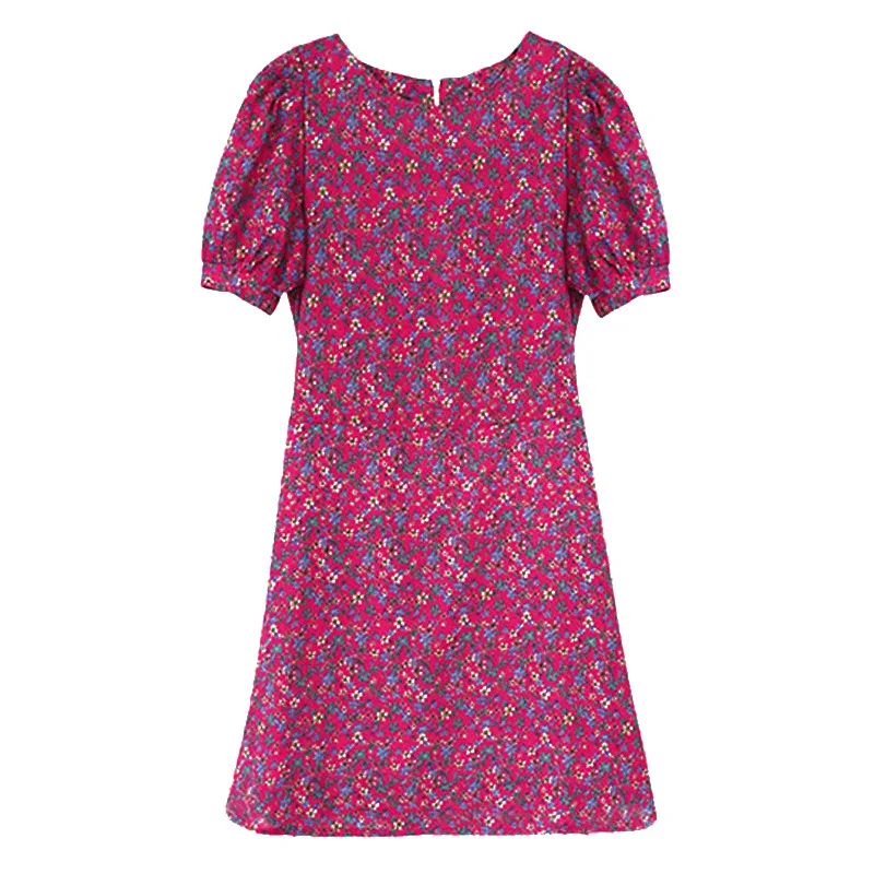 

Women Round Neck Summer Dress Fashion Puff Sleeve Mini Dress Sweet Floral Dresses