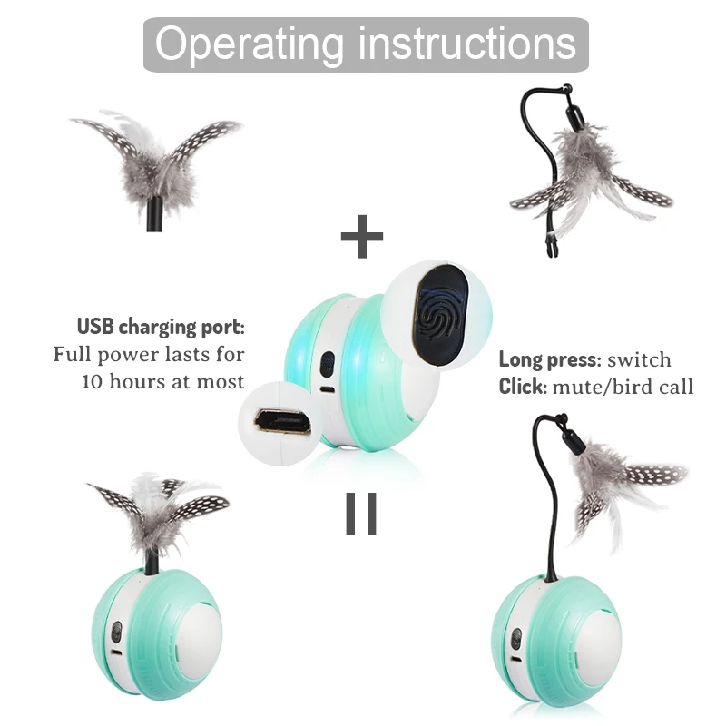 Умная игрушка для кошек режим звука птицы зарядка через USB товары бега игрушки