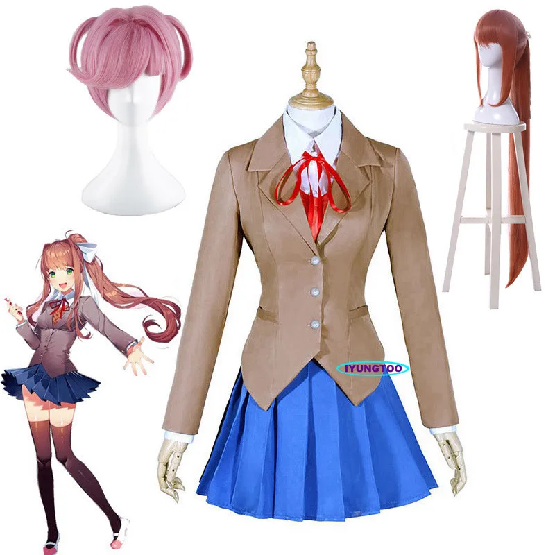 Женский костюм для косплея девушки доки Литературный клуб Моника Косплей Sayori Yuri