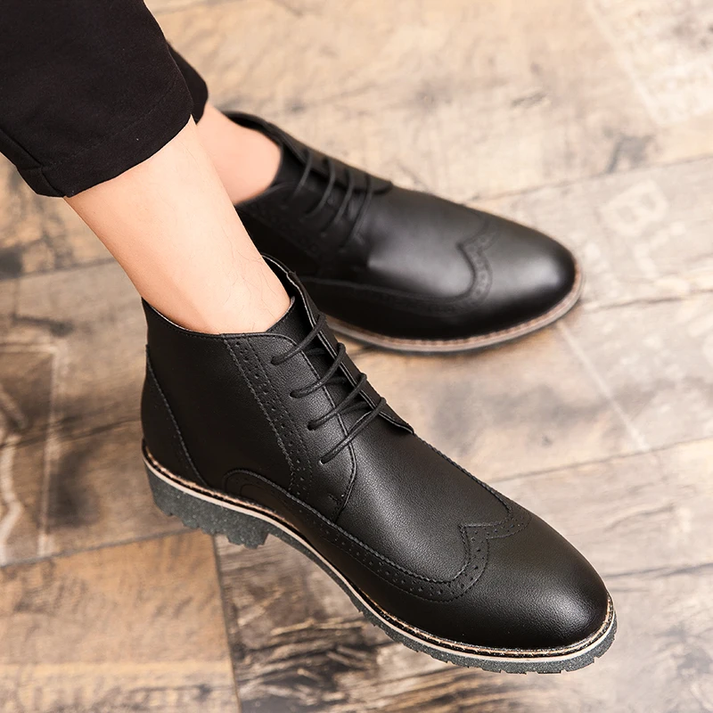 Новинка Ботинки из натуральной кожи с острым носком Мужские роскошные сапоги