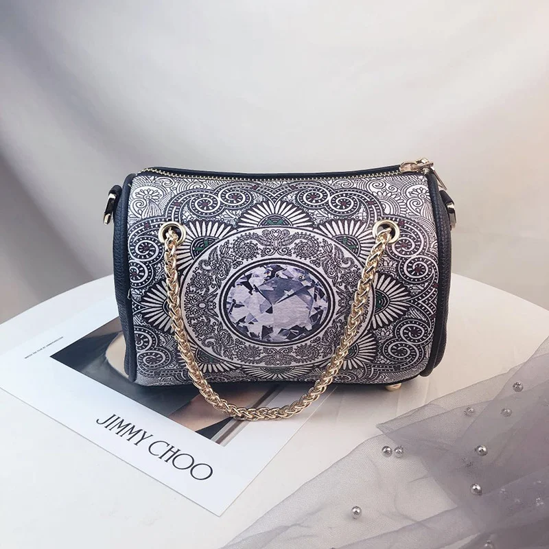 

Новинка 2021, сумка на плечо в этническом стиле, ретро ручная сумка, женские сумки через плечо, модные женские сумки с круглым бочонком, женски...