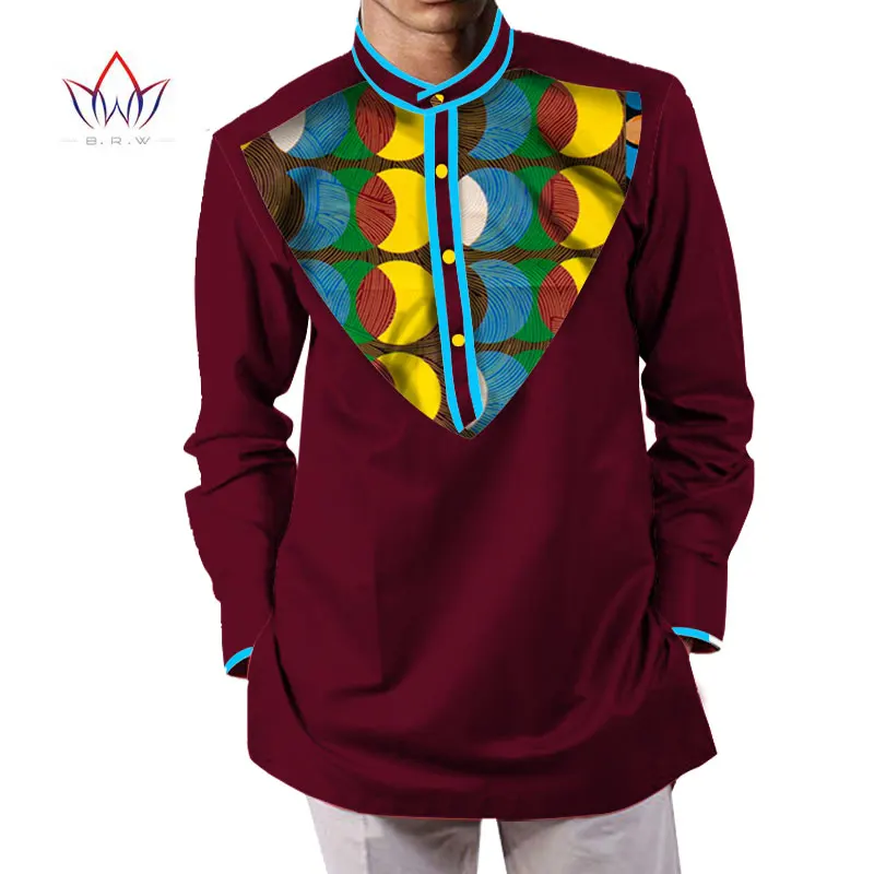 Летняя мужская африканская одежда dashikis camisa masculina батик Печать Топы мужские натуральный хлопок рубашки BRW WYN232
