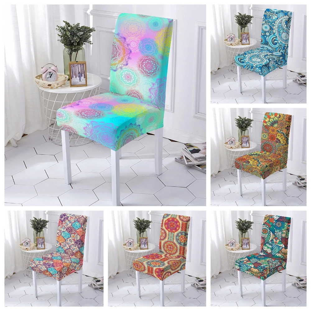 

Spandex Stretch Dining Chair Cover Elastic Seat Covers Removable Office Chair Slipcovers Washable Home Decoration1/2/4/6PCS