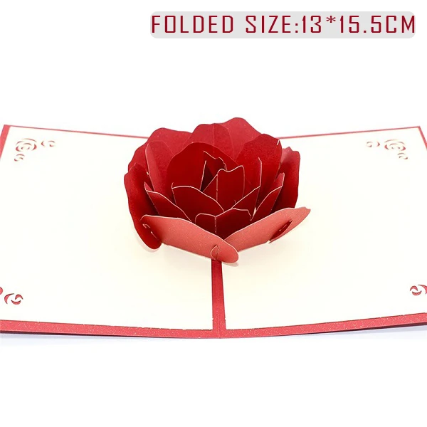 Love 3D Pop UP Cards Valentines Day Gift Postcard with Envelope Stickers Wedding Invitation Greeting Cards Anniversary for Her - Цвет: Rose