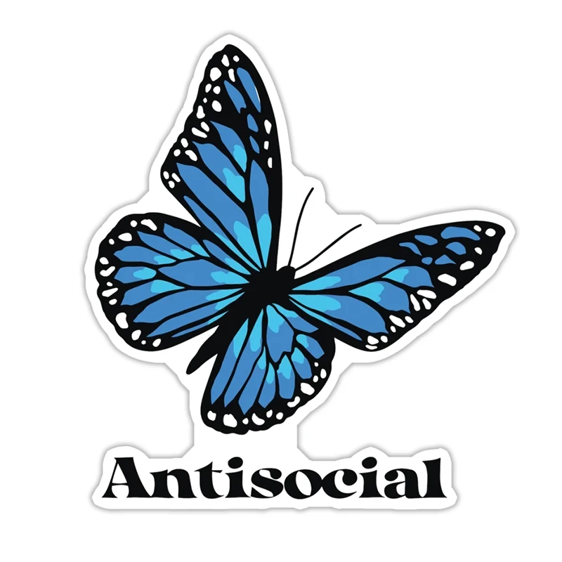 

S50808# 13CM/17CM Personality PVC Decal For ANTISOCIAL BLUE Waterproof Car Sticker on Motorcycle Laptop Decorative Accessories