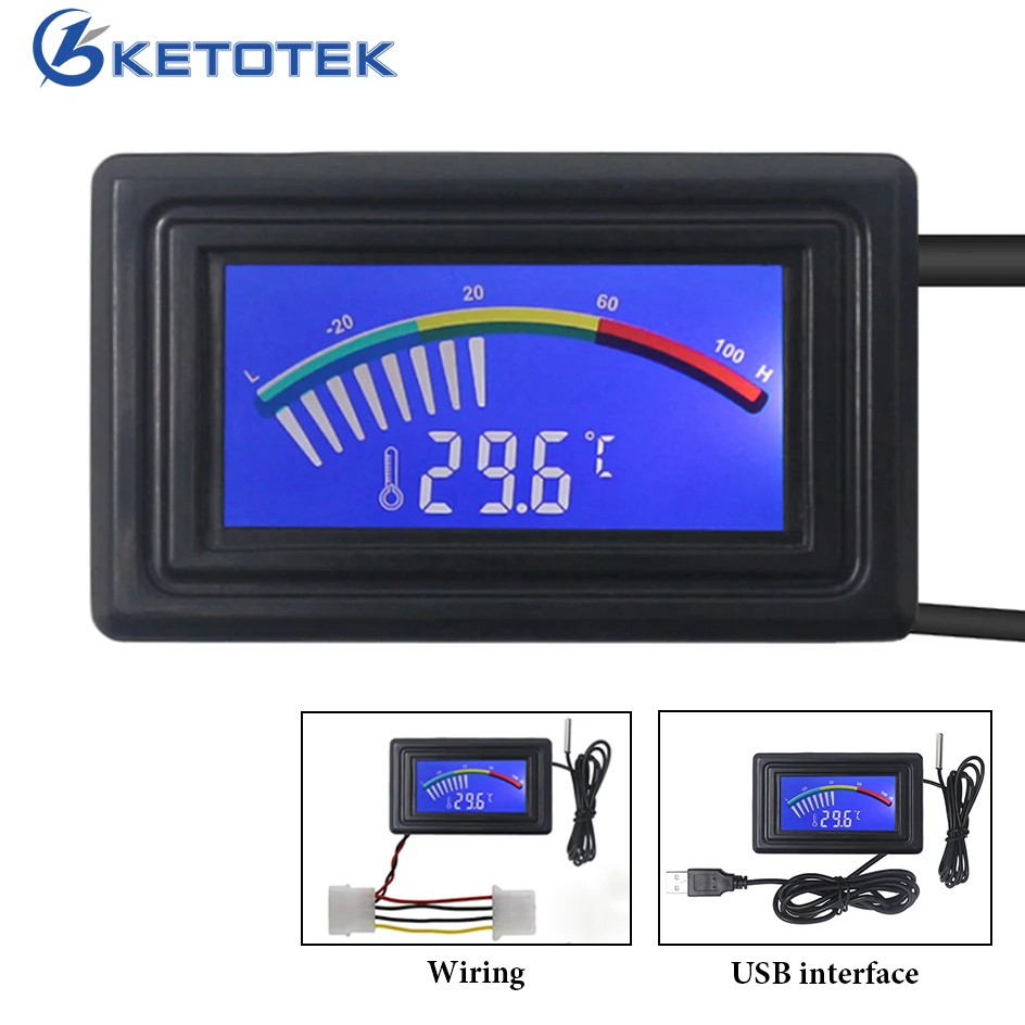 

Digital LCD Usb Pointer Thermometer For Boiler Car Water Temperature Meter Tester C/F With Sensor For Air Conditioning Boilers