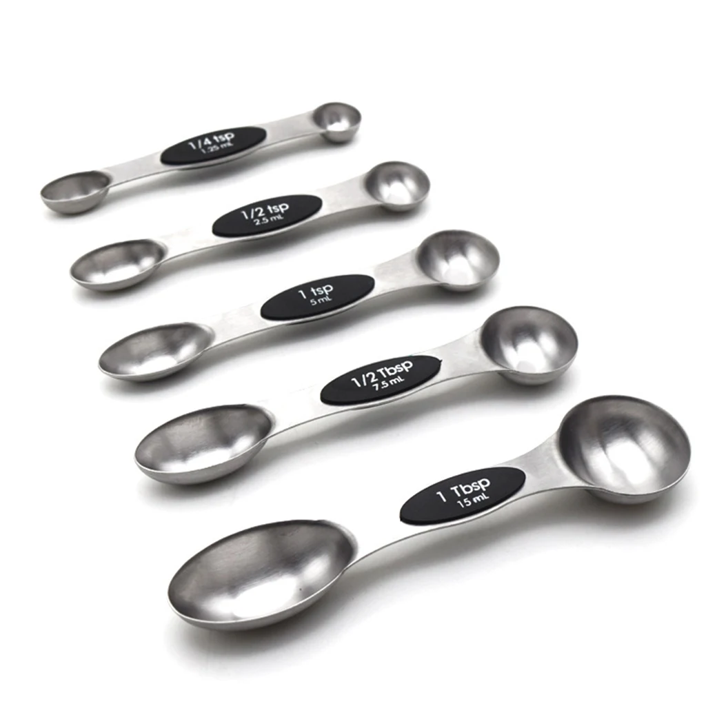 

5pcs/set Double Head Stainless Steel Measuring Spoons with Magnetic Snaps