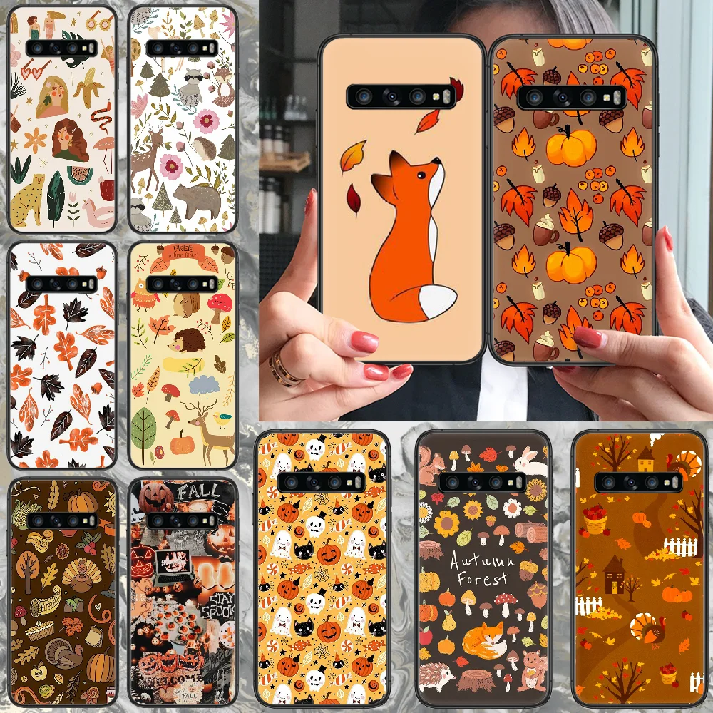 Осенний чехол для телефона Samsung Galaxy S 10 20 3 4 5 6 7 8 9 Plus E Lite Uitra black hoesjes painting|Бамперы| |