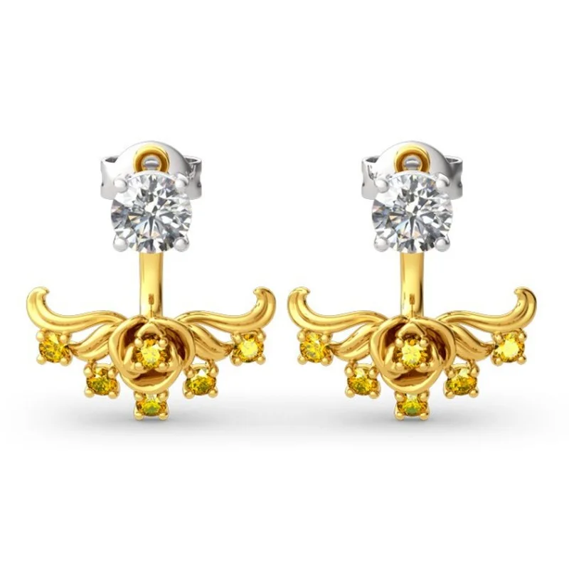 

New luxury creative petal micro-inlaid zircon earrings women fashion romantic banquet wedding charm jewelry holiday gifts