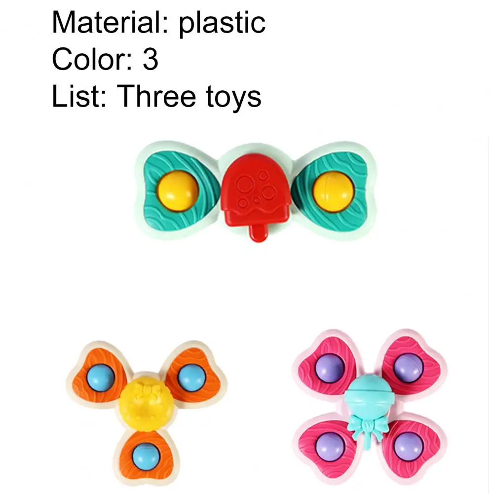 3Pcs/Set Baby Bath Toy Rotating Early Learning Smooth Edge Spin Sucker Spinning Top Toy for Infant Accessories